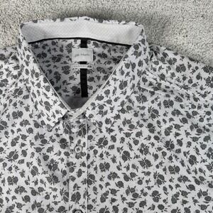 JB Holt Mens 2XL Standard Fit Short Sleeve Floral Rose Button Down Shirt Gray